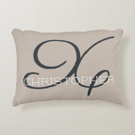 Almofada Decorativa X Caligrafia Inicial Nome Bege Taupe Neutro Chique