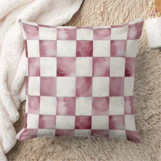 Almofada Decorativa Xadrez Aquarela Vermelha