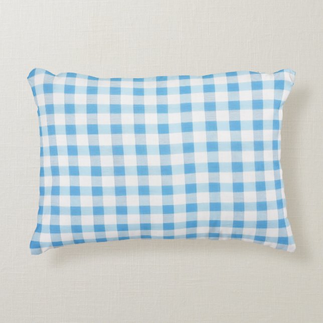 Almofada Decorativa Xadrez Azul Bebê (Frente)