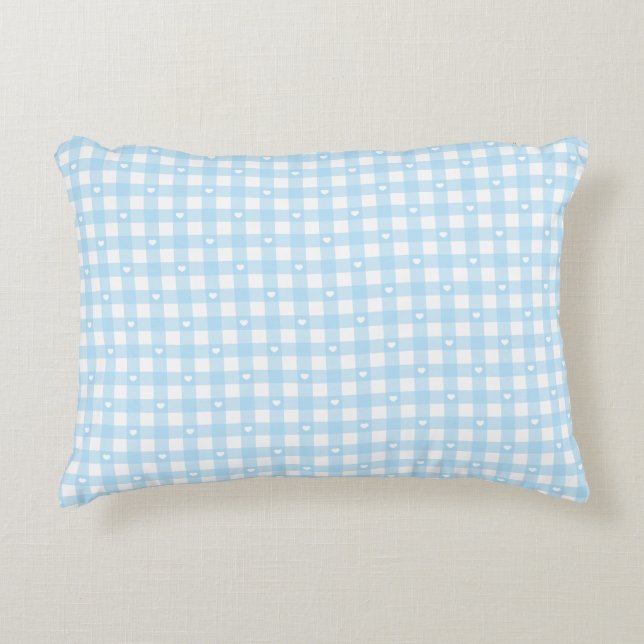 Almofada Decorativa Xadrez Azul Pastel (Frente)
