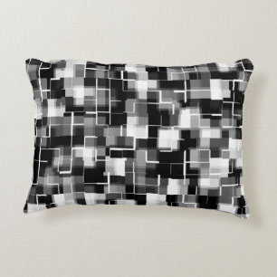 Almofada Decorativa Xadrez Cinza da Abstrato branca Trendy Black