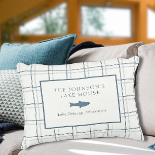 Almofada Decorativa Xadrez Clássica Personalizável Lago Casa Azul