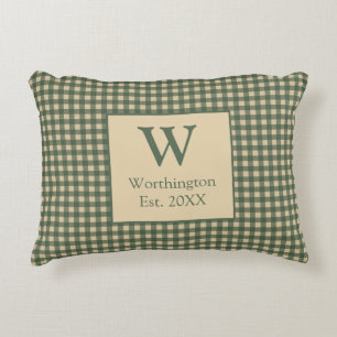 Almofada Decorativa Xadrez Country Bege Marrom Verde Monograma