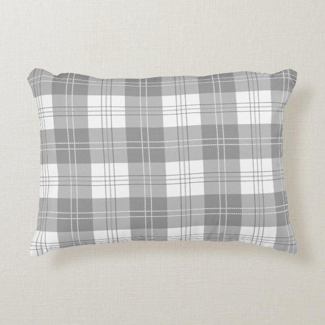 Almofada Decorativa Xadrez de Búfalo Preto e Branco (Frente)