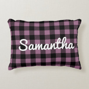 Almofada Decorativa Xadrez de Verificação de Búfalo Roxo Clássico Pers
