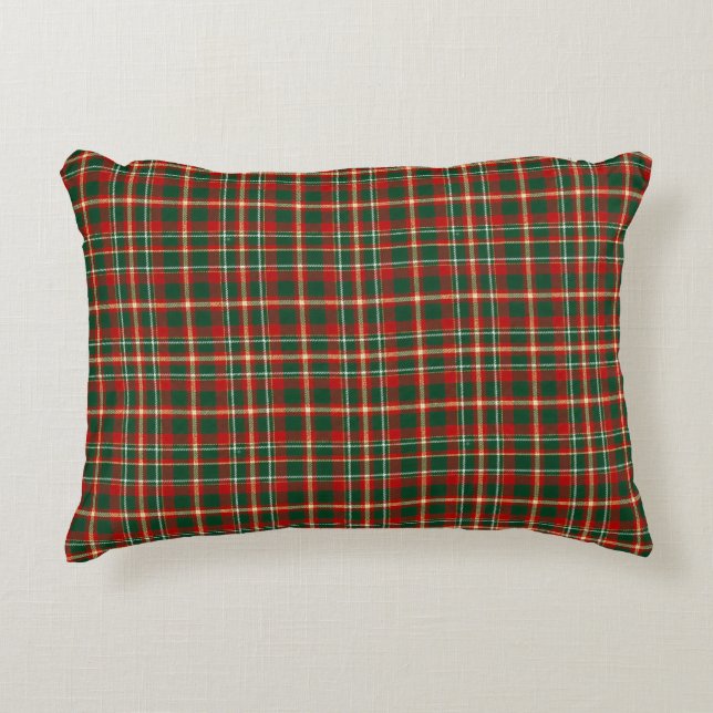 Almofada Decorativa Xadrez Escocês Clássico de Natal Vermelho Verde Do (Frente)