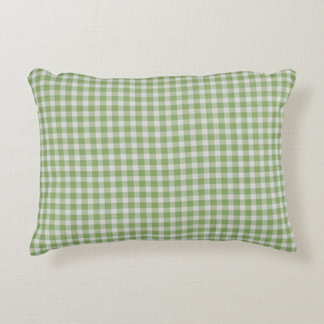 Almofada Decorativa Xadrez Gingham Verde Empoeirado (Frente)