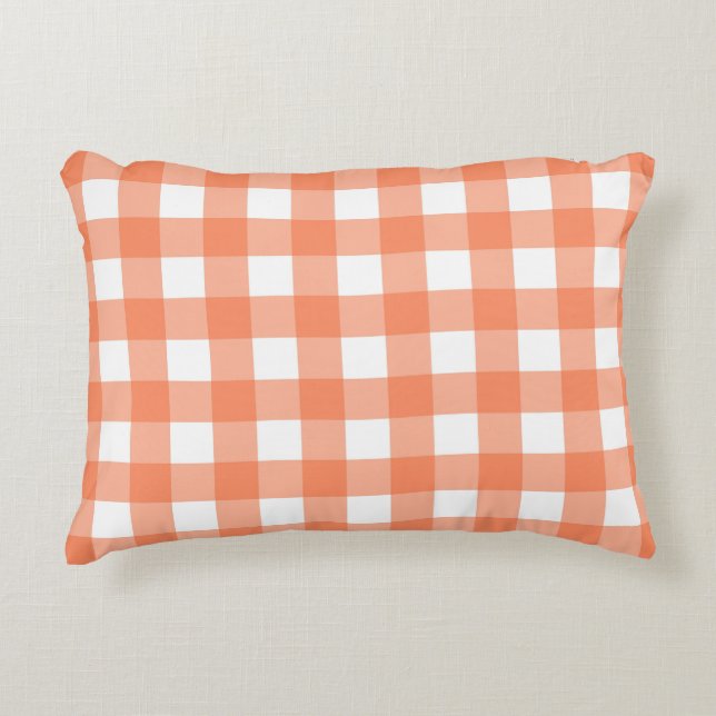 Almofada Decorativa Xadrez laranja (Frente)