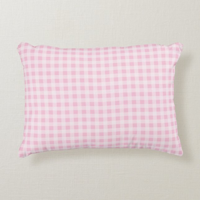 Almofada Decorativa Xadrez Rosa Pastel (Frente)
