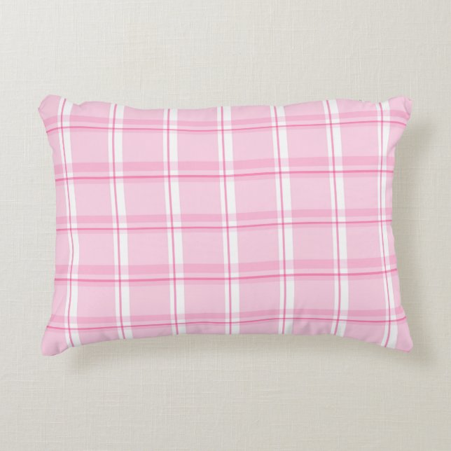 Almofada Decorativa Xadrez Rosa Pastel (Frente)