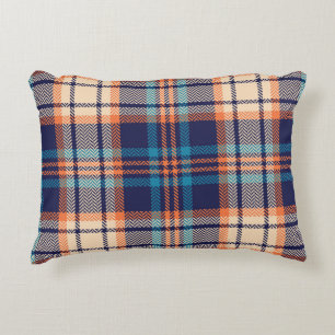 Almofada Decorativa Xadrez Vibrante: Design têxtil de outono