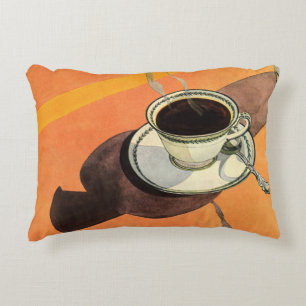 Almofada Decorativa Xícara de café antiga, pires, colher, lanchonete r