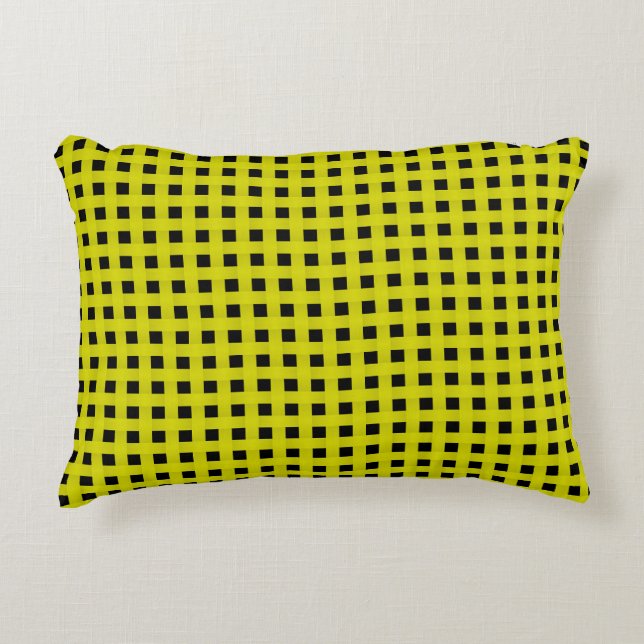 Almofada Decorativa Yellow Black Weave Pattern (Frente)