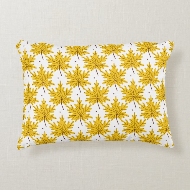 Almofada Decorativa Yellow golden maple leaves seamless pattern. Autum (Frente)