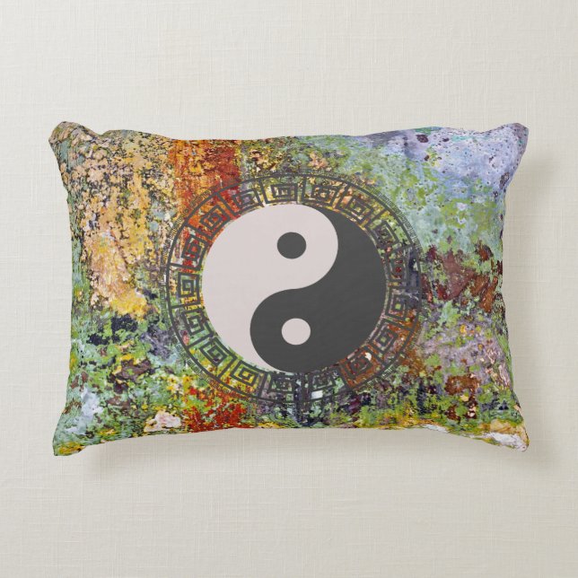 Almofada Decorativa Yin Yang Colorful Grunge (Frente)