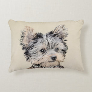 Almofada Decorativa Yorkshire Terrier Puppy Pintura Original