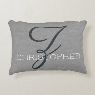 Almofada Decorativa Z Inicial Nome Personalizado Preto Branco Cinza
