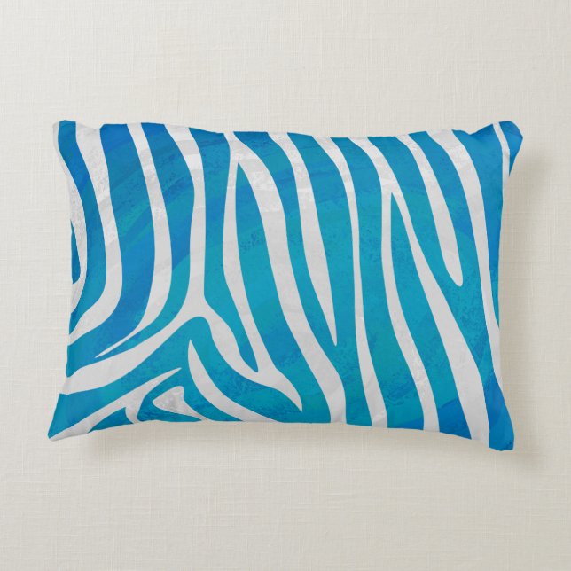 Almofada Decorativa Zebra Blue e White Impressão (Verso)