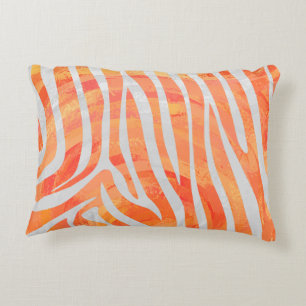Almofada Decorativa Zebra Orange e Impressão branca