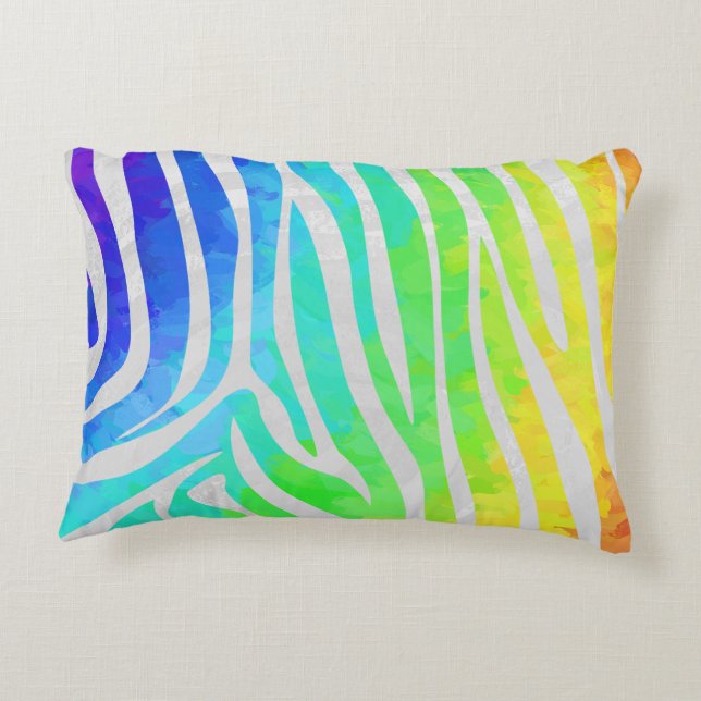 Almofada Decorativa Zebra Rainbow e White Impressão (Verso)