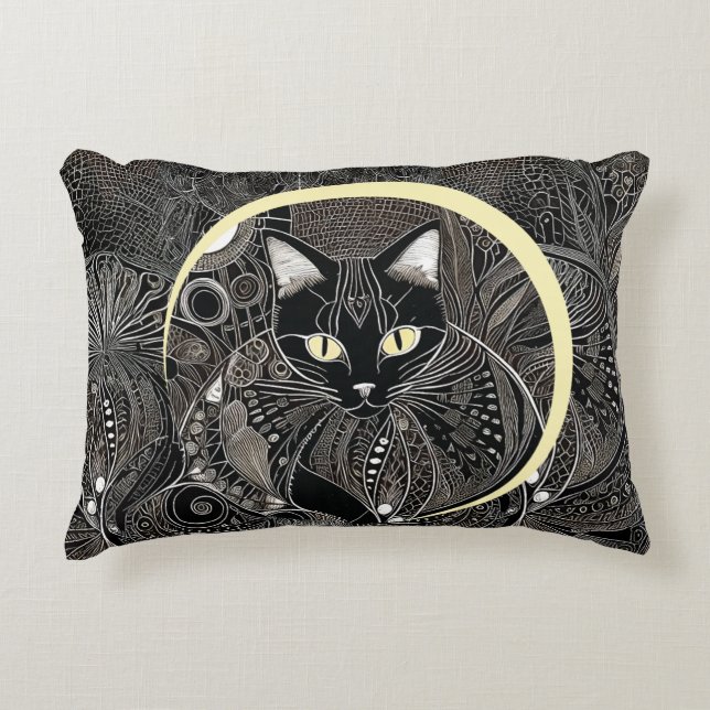 Almofada Decorativa Zen Cat Companion, Nova Lua (Frente)