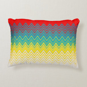 Almofada Decorativa Zigzag Branco Amarelo-Vermelho