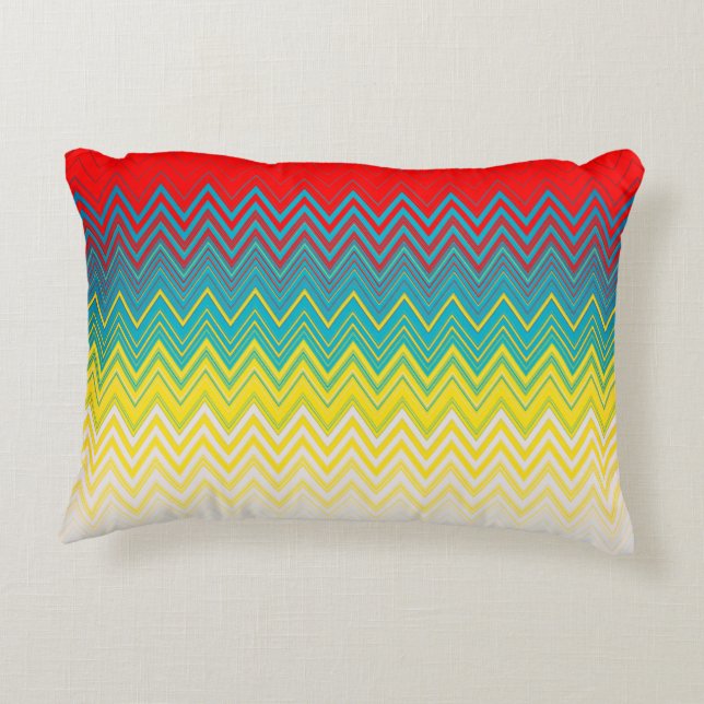 Almofada Decorativa Zigzag Branco Amarelo-Vermelho (Verso)