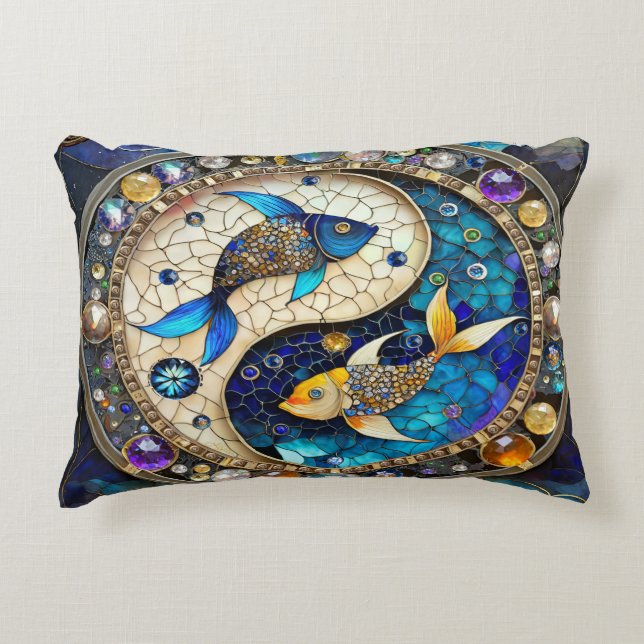 Almofada Decorativa Zodiac - Peixes Fish Yin e Yang (Frente)
