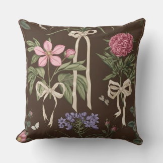 Almofada Decorative botanical Floral Bow Throw Pillow