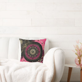 Almofada Decorative Mandala Pink and Black Throw Cushion