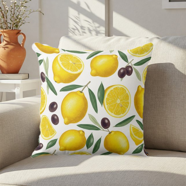 Almofada Decorative Mediterranean Lemon and Olive Pattern  (Criador carregado)