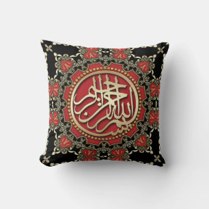 Almofada Decorativo das bênçãos vermelho Dourado & preto