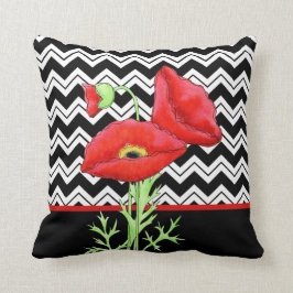 Almofada Decorativo do Chevron Preto-Preto-Vermelho