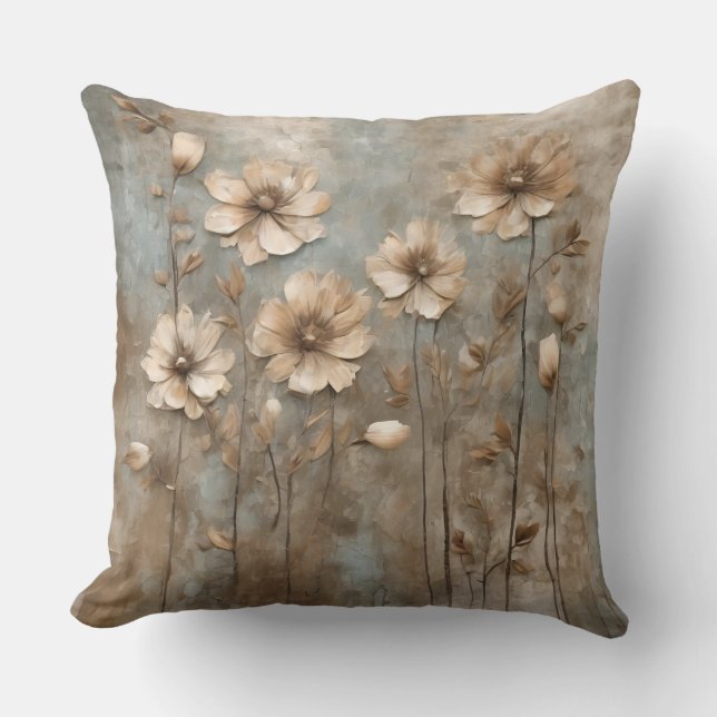 Almofada Decorativo Floral Azul Beige (Frente)