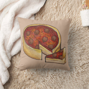 Almofada Deep Dish Pepperoni Pizza Chicago Comida IL Illino
