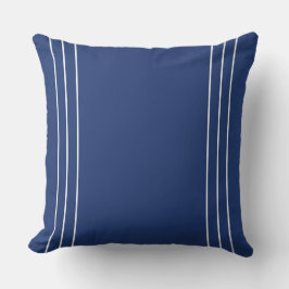 Almofada Deep Navy Blue with Thin White Stripes