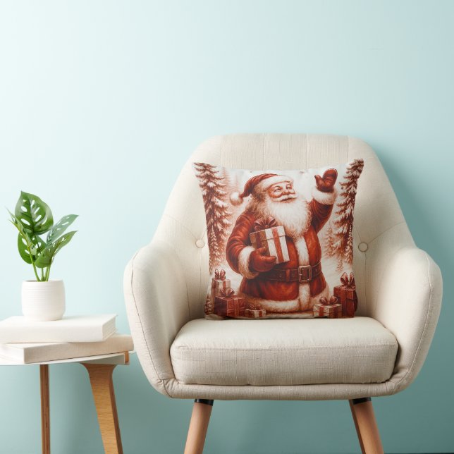 Almofada Deep Red & White Santa Christmas Throw Pillow (Cadeira)
