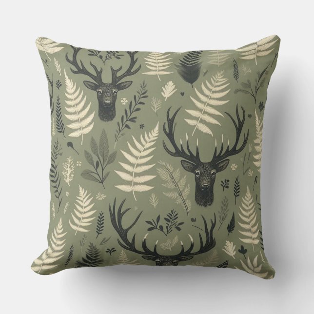 Almofada Deer Antlers & Ferns (Frente)