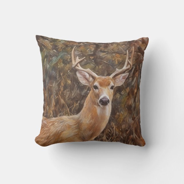 Almofada Deer Art Nature Wildlife Travesseiro decorativo (Frente)