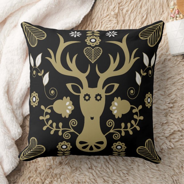 Almofada Deer de Arte Folclórica Moderna (Cobertor)