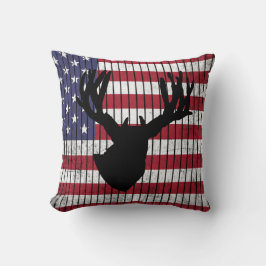 Almofada Deer Silhouette sobre a caça à bandeira americana
