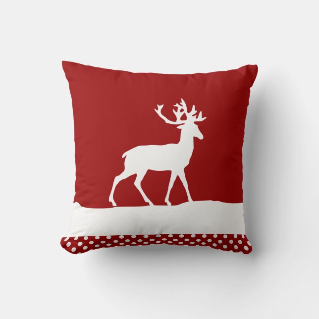 Almofada Deer Silhouette - Vermelho e Branco (Frente)