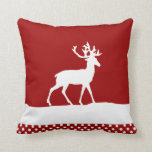 Almofada Deer Silhouette - Vermelho e Branco<br><div class="desc">Veado,  silhueta,  vermelho,  branco,  marrom,  arbusto,  inverno,  inverno,  inverno,  rena,  alce,  galinha,  animal,  animal,  antílope,  alce,  natal,  natal,  xmas,  massagem de natal,  neve,  sombra,  legal,  folclore,  campo,  "cervo branco",  "silhueta de veados",  "cervo sombra", </div>