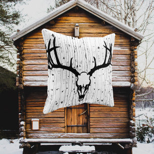 Almofada Deer Skull e Birch Tree Travesseiro