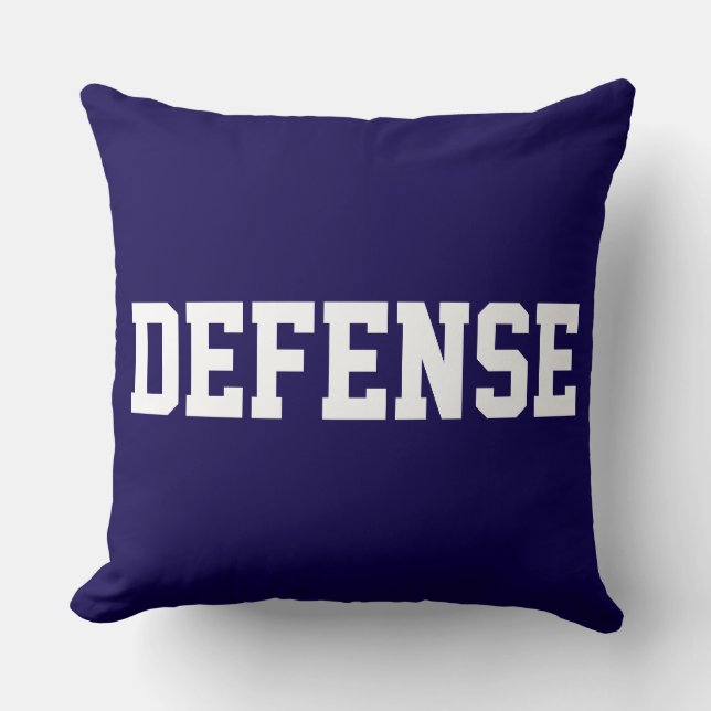 Almofada DEFENSE Fun Athletic White Text On Deep Navy Blue (Frente)