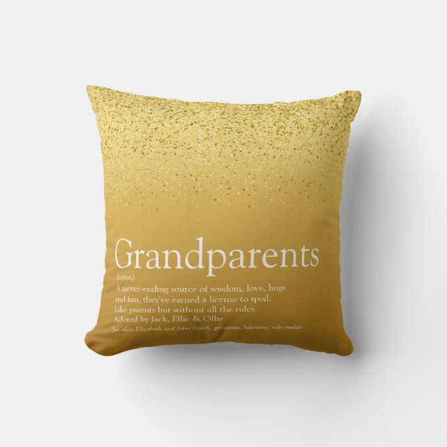 Almofada Definição de Avós Dourado Brilho Diversão Glam (Frente)
