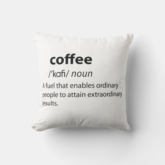 Almofada Definição de Dicionário Engraçado Café (Frente)
