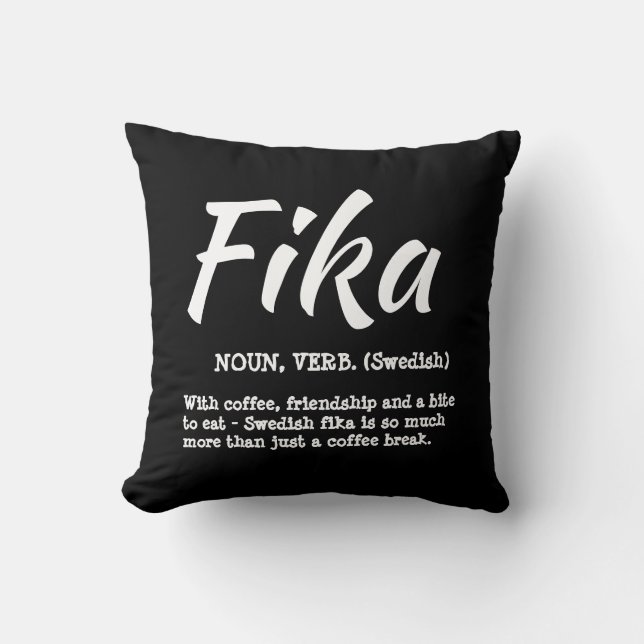 Almofada Definição de Fika em preto e branco (Frente)