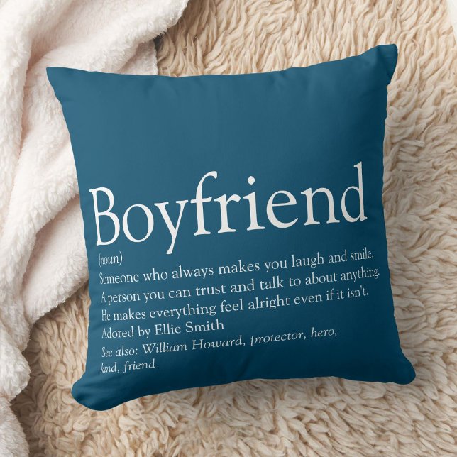 Almofada Definição de Namorado personalizada moderna simple (Simple Modern Personalized Boyfriend Definition Throw Pillow)