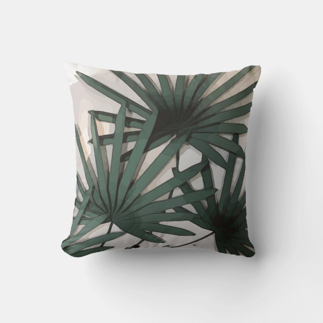 Almofada Deixa a aquarela com cinza verde e verde escuro de (Frente)